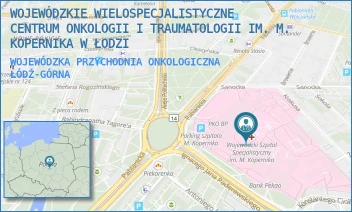 WOJEWÓDZKA PRZYCHODNIA ONKOLOGICZNA - WOJEWÓDZKIE WIELOSPECJALISTYCZNE CENTRUM ONKOLOGII I TRAUMATOLOGII IM. M. KOPERNIKA W ŁODZI - UL. PABIANICKA 62,  ŁÓDŹ-GÓRNA